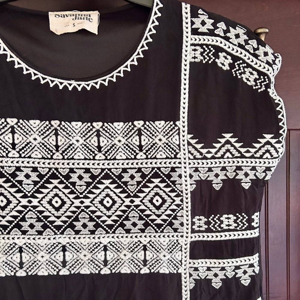 SAVANNA JANE Embroidered Tunic Coverup Boho Beach Folk Resort Coastal Western S - Picture 8 of 11